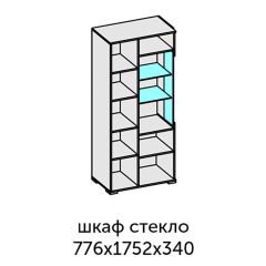 Аллегро-10 Шкаф 2дв. (со стеклом) (дуб крафт золотой-камень темный) в Кудымкаре - kudymkar.mebel24.online | фото 2