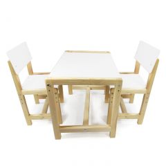 Детский растущий комплект стол и два стула  Я САМ "Лофт" (Белый, Сосна) в Кудымкаре - kudymkar.mebel24.online | фото 1
