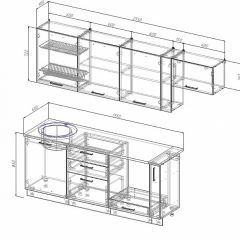 Кухонный гарнитур Антрацит 2550 (Стол. 26мм) в Кудымкаре - kudymkar.mebel24.online | фото 2