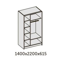 ИННЭС-5 Шкаф-купе 2-х дв. 1400 (2дв. Ф1 - ЛДСП белый глянец) в Кудымкаре - kudymkar.mebel24.online | фото 2