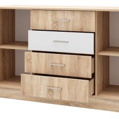 БЕАТРИС Комод К1400 (Дуб Сонома/Белый глянец) в Кудымкаре - kudymkar.mebel24.online | фото 2