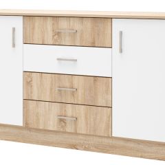 БЕАТРИС Комод К1400 (Дуб Сонома/Белый глянец) в Кудымкаре - kudymkar.mebel24.online | фото