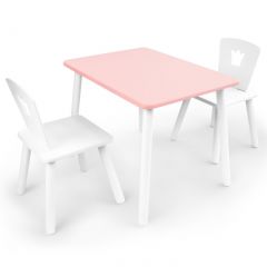 Комплект детской мебели стол и два стула Корона  (Розовый/Белый/Белый) в Кудымкаре - kudymkar.mebel24.online | фото 1