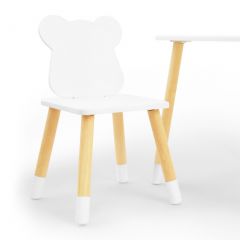 Комплект детской мебели стол и два стула Мишутка (Белый/Белый/Береза) в Кудымкаре - kudymkar.mebel24.online | фото 1