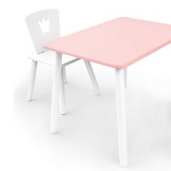 Комплект детской мебели стол и стул Корона (Розовый/Белый/Белый) в Кудымкаре - kudymkar.mebel24.online | фото 1