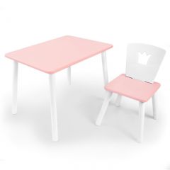 Комплект детской мебели стол и стул Корона (Розовый/Розовый/Белый) в Кудымкаре - kudymkar.mebel24.online | фото