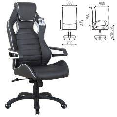 Кресло компьютерное BRABIX Techno Pro GM-003 (экокожа черное/серое, вставки серые) 531814 в Кудымкаре - kudymkar.mebel24.online | фото 1