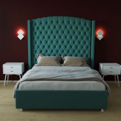 Кровать Берлин ЛЮКС с ПМ 1200 (велюр бирюзовый) в Кудымкаре - kudymkar.mebel24.online | фото 2