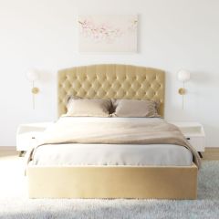Кровать Берлин с ПМ 1200 (экокожа бежевая) в Кудымкаре - kudymkar.mebel24.online | фото 2