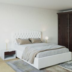 Кровать Берлин с ПМ 1600 (экокожа белая) в Кудымкаре - kudymkar.mebel24.online | фото 2