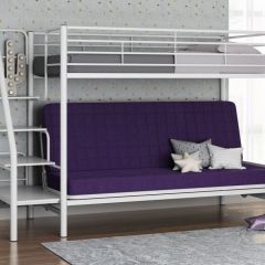 Кровать двухъярусная с диваном "Мадлен-3" (Белый/Фиолетовы) в Кудымкаре - kudymkar.mebel24.online | фото 1