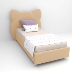 Кровать Котя с ортопедическим основанием 800 (экокожа бежевый) в Кудымкаре - kudymkar.mebel24.online | фото