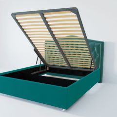 Кровать Нягань с ПМ 1200 (велюр бирюзовый) в Кудымкаре - kudymkar.mebel24.online | фото