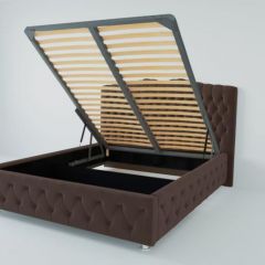 Кровать Нягань с ПМ 1200 (экокожа коричневая) в Кудымкаре - kudymkar.mebel24.online | фото
