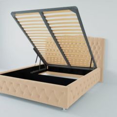 Кровать Нягань с ПМ 1400 (экокожа бежевая) в Кудымкаре - kudymkar.mebel24.online | фото