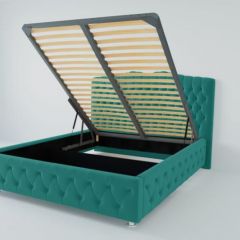 Кровать Нягань с ПМ 1600 (велюр бирюзовый) в Кудымкаре - kudymkar.mebel24.online | фото