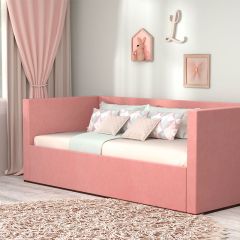 Кровать с ПМ (арт.030) (с/м 900*2000мм) (б/матр), ткань розовая в Кудымкаре - kudymkar.mebel24.online | фото 1