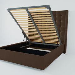 Кровать Венеция ЛЮКС с ПМ 1200 (экокожа коричневая) в Кудымкаре - kudymkar.mebel24.online | фото