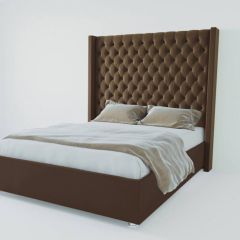 Кровать Версаль ЛЮКС с ПМ 1600 (экокожа коричневая) в Кудымкаре - kudymkar.mebel24.online | фото