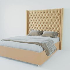 Кровать Версаль ЛЮКС с ПМ 1800 (экокожа бежевая) в Кудымкаре - kudymkar.mebel24.online | фото