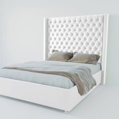 Кровать Версаль ЛЮКС с ПМ 2000 (экокожа белая) в Кудымкаре - kudymkar.mebel24.online | фото