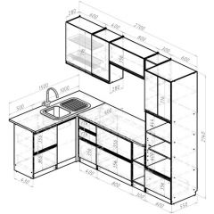 Кухонный гарнитур Адажио мега прайм 1500 х 2700 мм в Кудымкаре - kudymkar.mebel24.online | фото 2