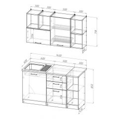 Кухонный гарнитур Лариса медиум 3 1400 мм в Кудымкаре - kudymkar.mebel24.online | фото 2