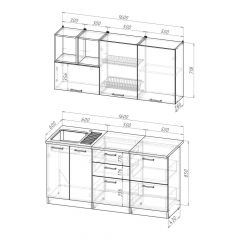 Кухонный гарнитур Надежда стандарт 4 1600 мм в Кудымкаре - kudymkar.mebel24.online | фото 2