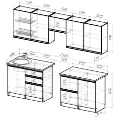 Кухонный гарнитур Ноктюрн мега 2500 мм в Кудымкаре - kudymkar.mebel24.online | фото 2