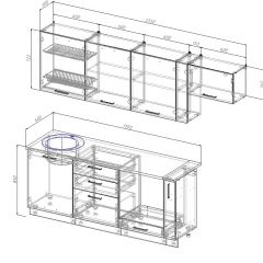 Кухонный гарнитур Вегас 2550 (Стол. 26мм) в Кудымкаре - kudymkar.mebel24.online | фото 2