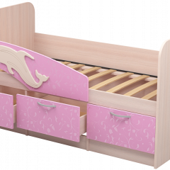 Кровать Дельфин 1,6 (Дуб молочный/фасад - Ламарти розовый) в Кудымкаре - kudymkar.mebel24.online | фото