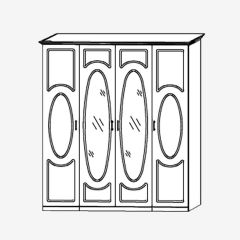 Прованс-2 Шкаф 4-х дверный с 2 зеркалами (Итальянский орех/Груша с платиной черной) в Кудымкаре - kudymkar.mebel24.online | фото
