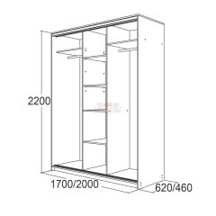 МИРАЖ 17.1 (620) 1 зеркало Шкаф для платья и белья в Кудымкаре - kudymkar.mebel24.online | фото 5