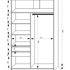 Шкаф-купе 1400 серии SOFT D1+D3+B2+PL1 (2 ящика+1штанга) профиль «Графит» в Кудымкаре - kudymkar.mebel24.online | фото 3