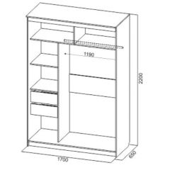 Шкаф-купе №19 Серия 3 Квадро (1700) Ясень Анкор светлый в Кудымкаре - kudymkar.mebel24.online | фото 4