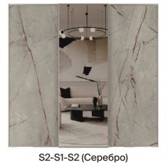 Шкаф-купе 1950 серии SILVER S3+S1+S3Z B22+PL2 (по 2 ящика лев/прав+1штанга+1 полка) профиль «Серебро» в Кудымкаре - kudymkar.mebel24.online | фото 7