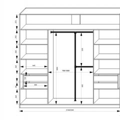 Шкаф-купе 2150 серии NEW CLASSIC K4+K4+K4+B22+PL4(по 2 ящика лев/прав+F обр.штанга) профиль «Капучино» в Кудымкаре - kudymkar.mebel24.online | фото 3