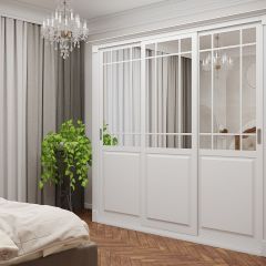 Шкаф-купе 2450 серии NEW CLASSIC K5+K5+K5+B22+PL3 (по 2 ящика лев/прав+1 штанга+1полка) профиль «Капучино» в Кудымкаре - kudymkar.mebel24.online | фото