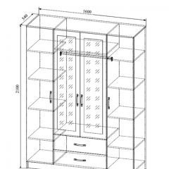 СОФИ СШК1600.1Шкаф 4-х ств с2мя зерк, 2 ящиками в Кудымкаре - kudymkar.mebel24.online | фото 2