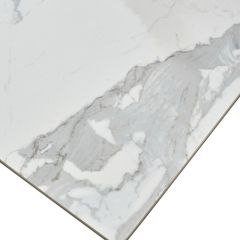 Стол CREMONA 140 HIGH GLOSS STATUARIO Белый мрамор глянцевый, керамика/ белый каркас, ®DISAUR в Кудымкаре - kudymkar.mebel24.online | фото 5