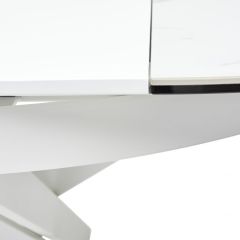 Стол TRENTO 120 HIGH GLOSS STATUARIO Белый мрамор глянцевый, керамика/ белый каркас, ®DISAUR в Кудымкаре - kudymkar.mebel24.online | фото 9