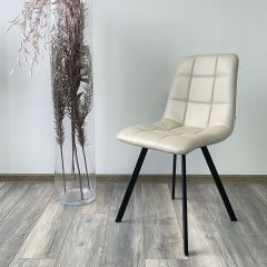 Стул CHILLI SQUARE HK017-02 серо-бежевый, PU/ черный каркас М-City в Кудымкаре - kudymkar.mebel24.online | фото 2
