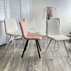 Стул ELVIS WZ2042-01 молочный фактурный велюр / белый каркас М-City в Кудымкаре - kudymkar.mebel24.online | фото 2