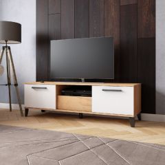 Тумба под ТВ ТВМ-2 Дуб крафт золотой /ЛДСП Белый в Кудымкаре - kudymkar.mebel24.online | фото