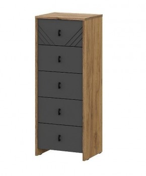 БАЙКАЛ Комод (5 ящиков) Графит/Дуб золотой в Кудымкаре - kudymkar.mebel24.online | фото 1