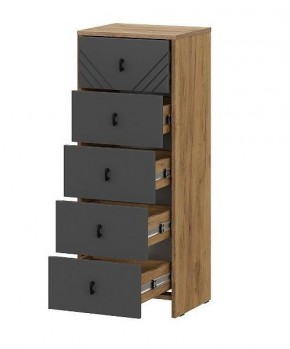 БАЙКАЛ Комод (5 ящиков) Графит/Дуб золотой в Кудымкаре - kudymkar.mebel24.online | фото 2