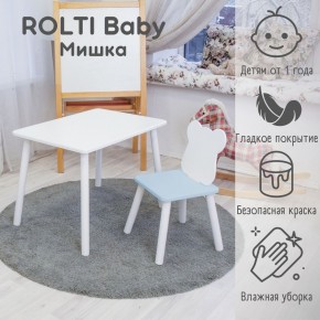 Детский комплект стол и стул «Мишка» Rolti Baby  (голубая столешница/белое сиденье/белые ножки) в Кудымкаре - kudymkar.mebel24.online | фото