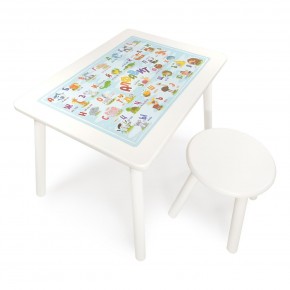 Детский комплект стол и табурет круглый Rolti Baby с накладкой Алфавит (белая столешница/белое сиденье/белые ножки) в Кудымкаре - kudymkar.mebel24.online | фото 1