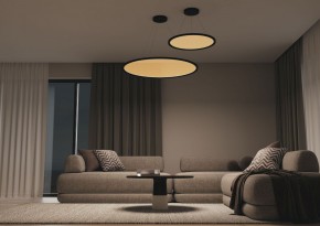 DK6616-BK Подвесной горизонтальный светильник Veil со светодиодом H900 d600 220V 48W 3000-6000K IP20 черный алюминий в Кудымкаре - kudymkar.mebel24.online | фото 5