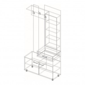 ГРАФ Вешалка с зеркалом ПРАВОЕ исполнение (темно серый) в Кудымкаре - kudymkar.mebel24.online | фото 2